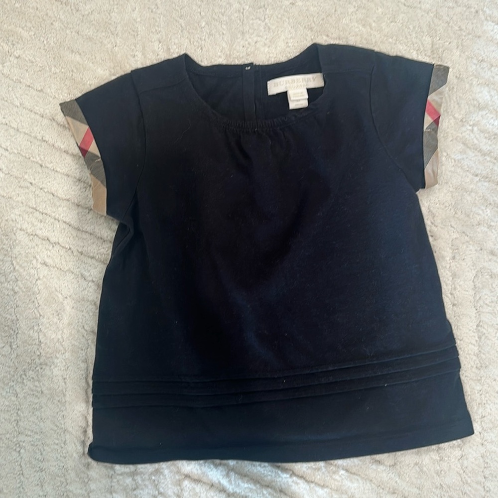 Burberry Toddler Girls Check Trim Shirt Navy 3T